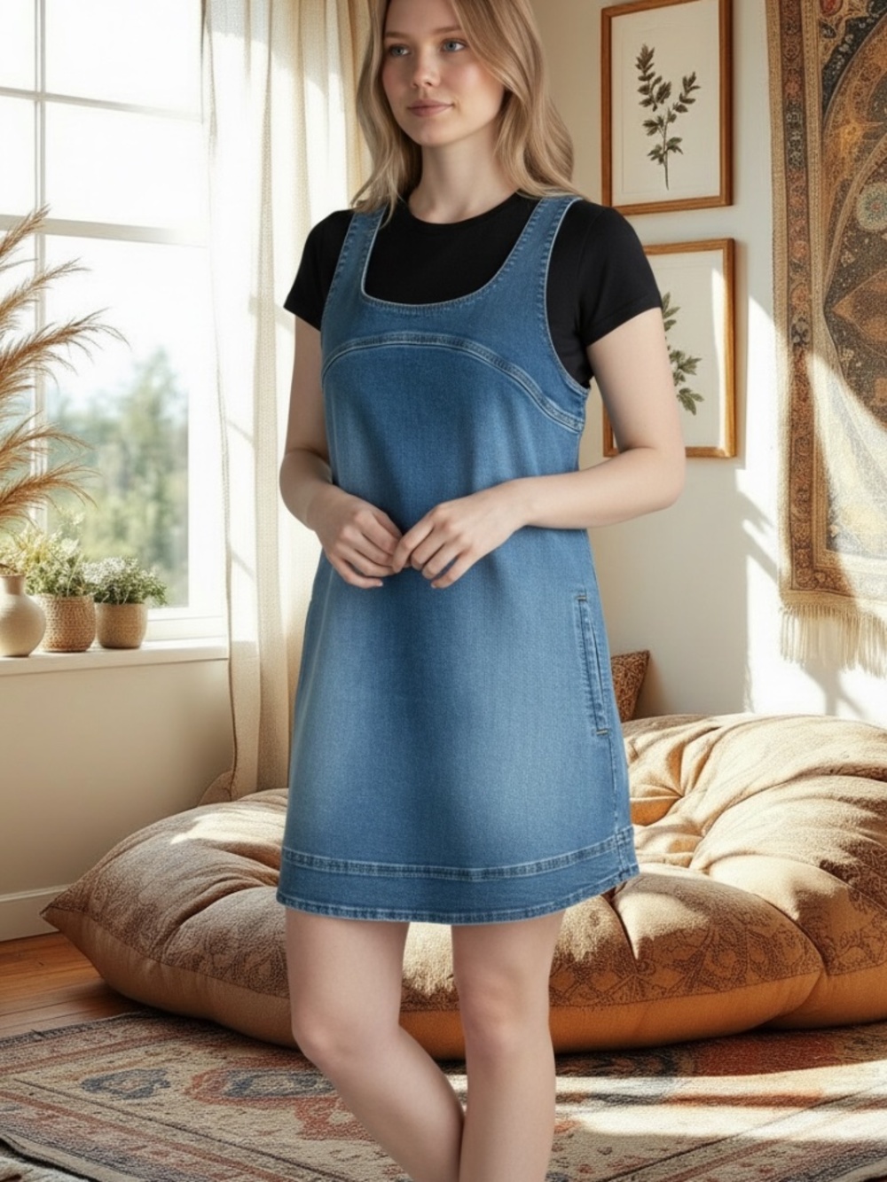 Anthropologie Mini Denim Dress with pockets